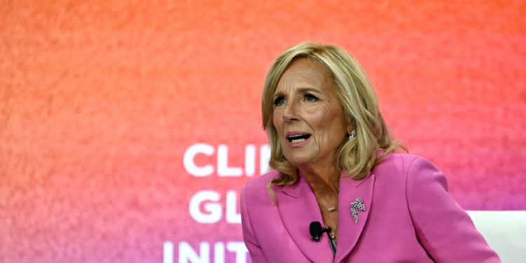 US First Lady Jill Biden speaks during the Clinton Global Initiative annual meeting in New York City . ©AFP