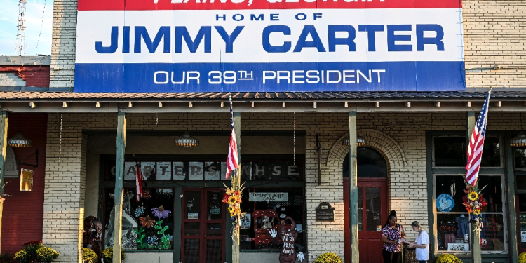 Jimmy Carter's hometown of Plains, Georgia will celebrate his 100th birthday while the ex-president marks the day with family at home / ©AFP