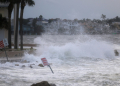 Waves crash onto St. Pete Beach, Florida as Hurricane Helene churns offshore on September 26, 2024. ©AFP