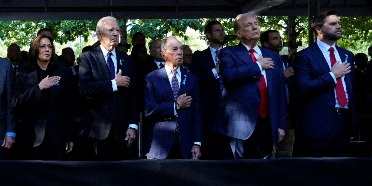 Kamala Harris, Joe Biden, Donald Trump and J.D. Vance attend a remembrance ceremony on the 23rd anniversary of the September 11 terror attack / ©AFP