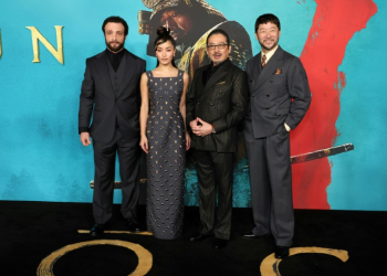 (L-R) 'Shogun' stars Cosmo Jarvis, Anna Sawai, Hiroyuki Sanada and Tadanobu Asano are prepared for a big night at the Emmys, in large part thanks to the authenticity of the FX series . ©AFP