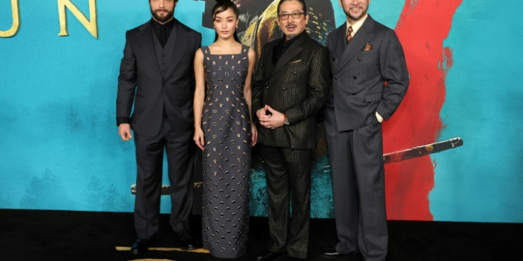 (L-R) 'Shogun' stars Cosmo Jarvis, Anna Sawai, Hiroyuki Sanada and Tadanobu Asano are prepared for a big night at the Emmys, in large part thanks to the authenticity of the FX series . ©AFP