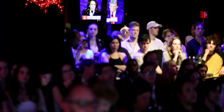 Watch parties for the debate between Kamala Harris and Donald Trump sprang up around the country, including this one in New York. ©AFP