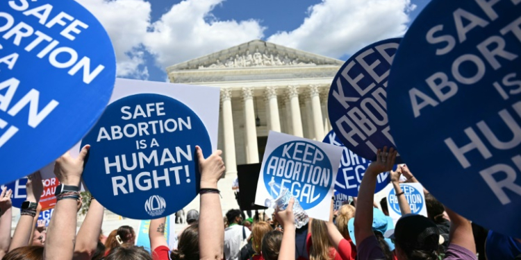 A rally for abortion rights outside the US Supreme Court in June 2024. ©AFP