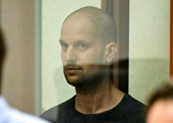 US journalist Evan Gershkovich, pictured during his trial in Russia. ©AFP