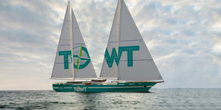 A 3D view of a prototype of the first cargo sailboat operated by TOWT. ©AFP