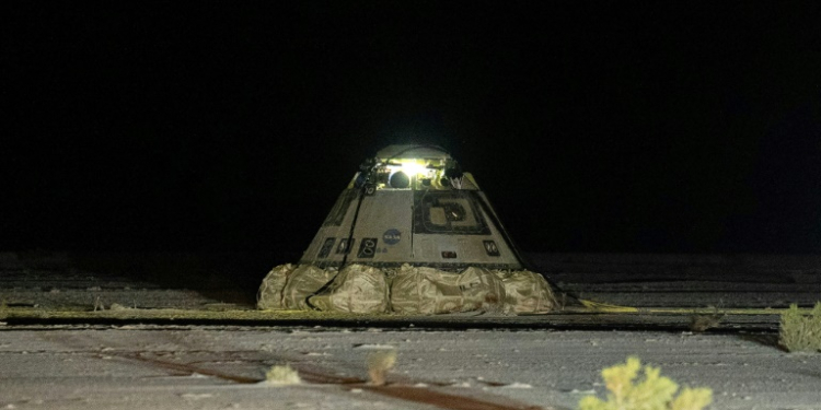 Boeing's beleaguered Starliner made its long-awaited return to Earth on Saturday without the astronauts who rode it up to the ISS, after NASA ruled the trip back too risky. ©AFP