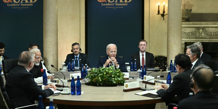 President Joe Biden hosts 'Quad' leaders from Australia, India and Japan at his former high school in Wilmington, Delaware  / ©AFP