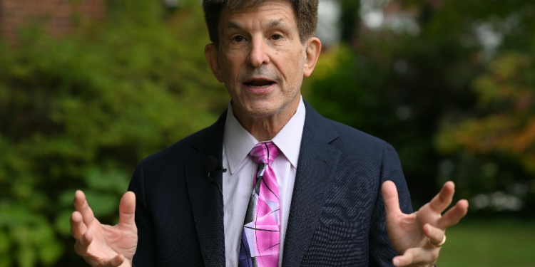 Historian and American University professor Allan Lichtman answers questions during an interview with AFP in Bethesda, Maryland, on September 7, 2024 / ©AFP