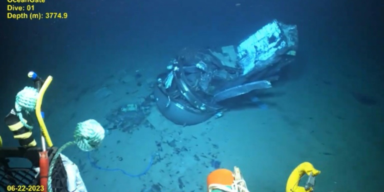 US Coast Guard footage shows the twisted wreckage of the Titan, which imploded as during a trip to explore the remains of the Titanic in 2023. ©AFP