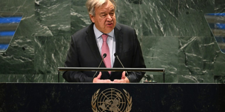 UN Secretary-General Antonio Guterres speaks during the 'Summit of the Future' at UN headquarters in New York on September 22, 2024. ©AFP