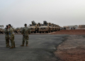 Military vehicles that will be boarded onto a cargo plane as part of US troops' departure from Niger are seen in Niamey in June 2024 . ©AFP