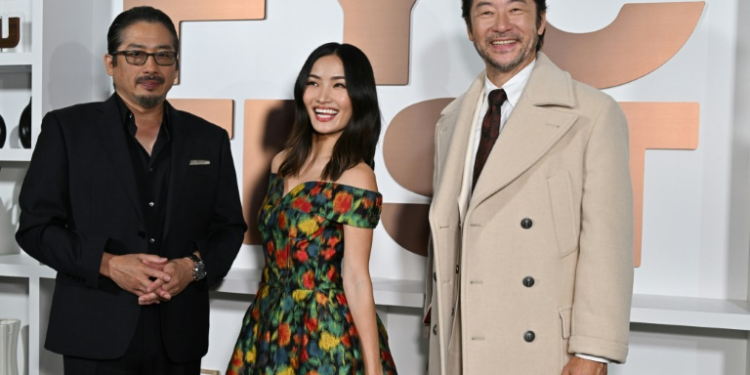 (L-R) Emmy wins are predicted for 'Shogun' stars Hiroyuki Sanada and Anna Sawai, while supporting actor Tadanobu Asano's villainous turn could also be honored. ©AFP