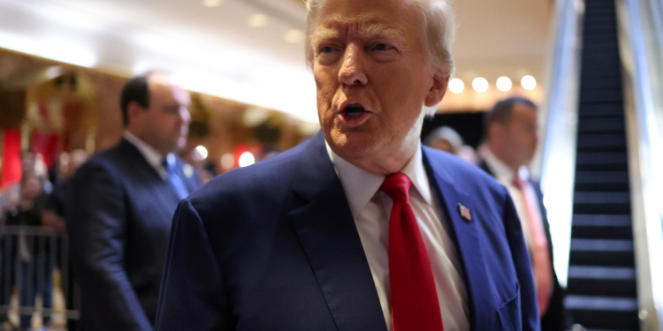 Former US president Donald Trump leaves after addressing a press conference at Trump Tower in New York on September 6, 2024 / ©AFP