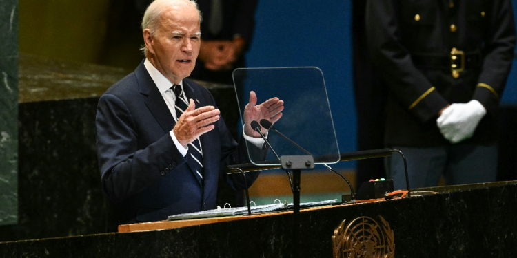 US President Joe Biden speaks during the 79th Session of the United Nations General Assembly at the United Nations headquarters in New York City on September 24, 2024. / ©AFP