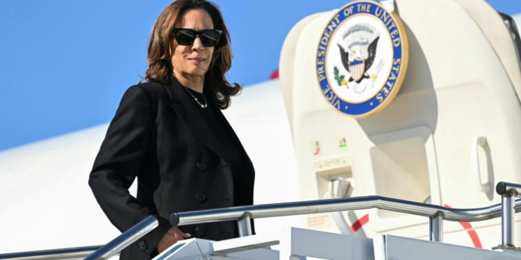 The Democratic vice president unveiled a list of policies on her website on the eve of the clash, with Republicans accusing her of 'flip-flopping'. ©AFP