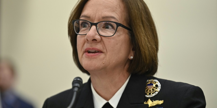 Admiral Lisa Franchetti, pictured testifying before Congress in 2023, has been successfully treated for breast cancer. ©AFP