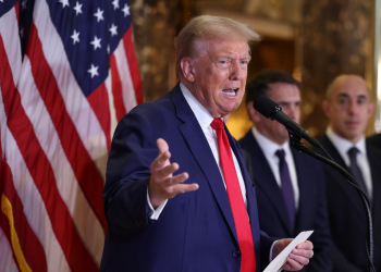 US former president and Republican presidential candidate Donald Trump speaks at Trump Tower in New York City / ©AFP