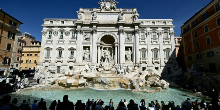 The 18th-century fountain was the backdrop to the most famous scene in Federico Fellini's film "La Dolce Vita", when actress Anita Ekberg takes a dip. ©AFP