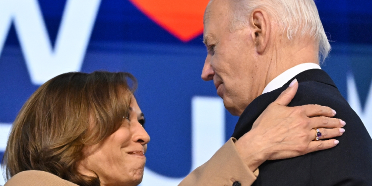 Biden and Harris last appeared together after his speech at the Democratic National Convention in Chicago / ©AFP