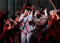 The mezzo-soprano Daniela Mack performing the role of Federico Garcia Lorca in the opera Ainadamar, which is showing at New York's Met Opera as part of the 2024-25 season. ©AFP