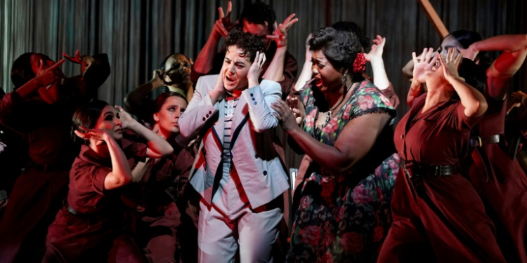 The mezzo-soprano Daniela Mack performing the role of Federico Garcia Lorca in the opera Ainadamar, which is showing at New York's Met Opera as part of the 2024-25 season. ©AFP