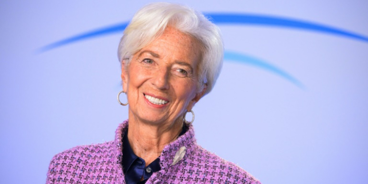 European Central Bank (ECB) President Christine Lagarde said the ECB was focused on supporting the euro. ©AFP