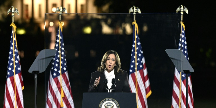 US Vice President and Democratic presidential candidate Kamala Harris used the White House as a backdrop for a closing campaign speech. ©AFP