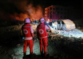 Responders arrive at the site of an Israeli airstrike in Toul, southern Lebanon . ©AFP