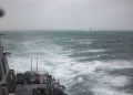 A handout photo taken on October 20 by the US Navy shows the USS Higgins (foreground) and Royal Canadian Navy frigate HMCS Vancouver in the Taiwan Strait. ©AFP