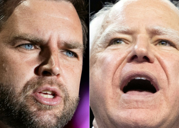 US vice presidential nominees J.D. Vance and Tim Walz face off in New York for a debate on October 1, 2024. ©AFP