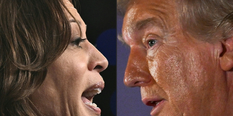 US Vice President Kamala Harris and former president Donald Trump have been on a blitz of new and traditional media as they woo undecided voters / ©AFP