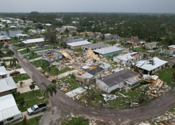 Destruction from tornadoes at the Spanish Lakes Country Club in Fort Pierce, Florida is seen on October 10, 2024. ©AFP