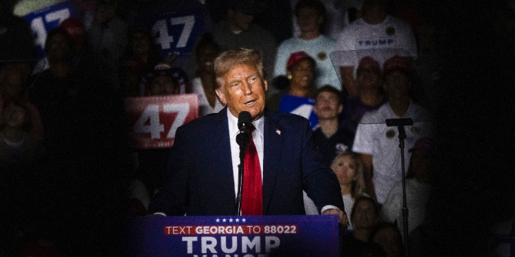 Former US president Donald Trump speaks at a campaign rally in Atlanta, Georgia with just eight days before the November 5, 2024 presidential election / ©AFP