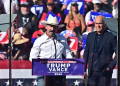 Riverside County Sheriff Chad Bianco addresses supporters of US President and Republican presidential candidate Donald Trump during a rally in Coachella, California on October 12, 2024 / ©AFP