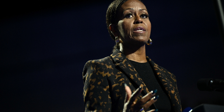 Former US first lady Michelle Obama speaks at a Kamala Harris rally in Kalamazoo, Michigan, on October 26, 2024 / ©AFP