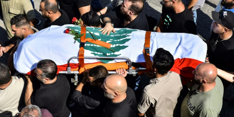 The funeral of Reuters journalist Issam Abdallah, killed in an attack by an Israeli tank in southern Lebanon that also wounded two AFP journalists. ©AFP