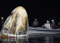 The SpaceX Dragon Endeavour spacecraft shortly after splashdown off the coast of Florida on October 25, 2024 . ©AFP