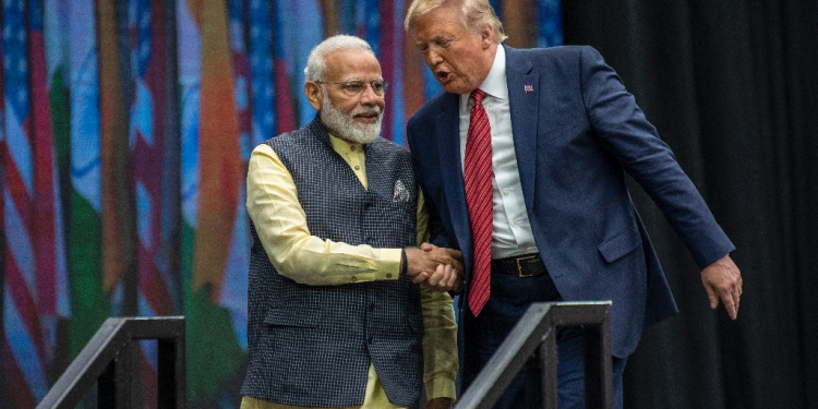 Indian Prime Minster Narendra Modi and Donald Trump, pictured at NRG Stadium after a rally on September 22, 2019 in Houston, Texas, have maintained cordial relations  / ©AFP