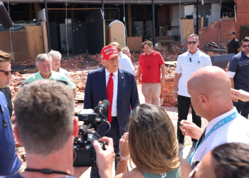 Republican presidential nominee Donald Trump -- pictured inspecting hurricane damage in Valdosta, Georgia -- has been to the state multiple times during the campaign / ©AFP