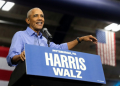 Former US President Barack Obama speaks during a campaign event for US Vice President and Democratic presidential candidate Kamala Harris in Pittsburgh, Pennsylvania, on October 10, 2024.. ©AFP