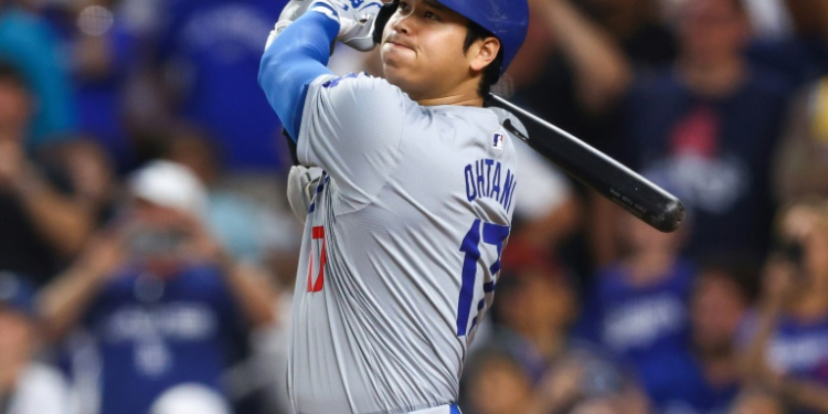 Los Angeles Dodgers superstar Shohei Ohtani hits his 50th home run of the Major League Baseball season. ©AFP