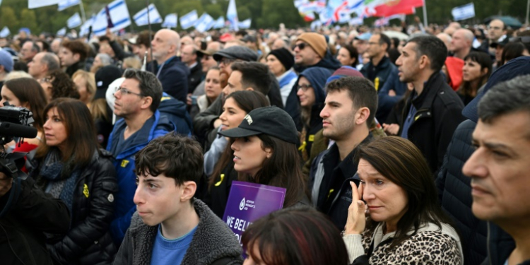 Commemorations marking the first anniversary of the October 7, 2023 attack on Israel drew thousands in London. ©AFP