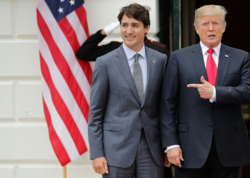 President Trump And First Lady Welcome Canadian Prime Minister Justin Trudeau And His Wife Gregoire To The White House. ©AFP