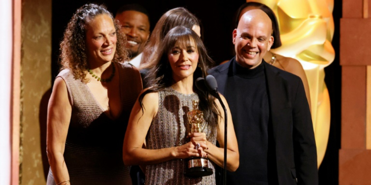 Quincy Jones's daughter, the actress Rashida Jones, accepted the Oscar, telling the audience that the legendary hitmaker had been 'really excited to attend tonight'. ©AFP