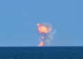 The colossal Super Heavy first stage made a subdued splashdown in the Gulf of Mexico / ©AFP