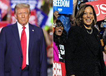 Democratic Vice President Kamala Harris (R) and Republican former president Donald Trump (L) are dead-even in the tightest and most volatile White House race of modern times / ©AFP