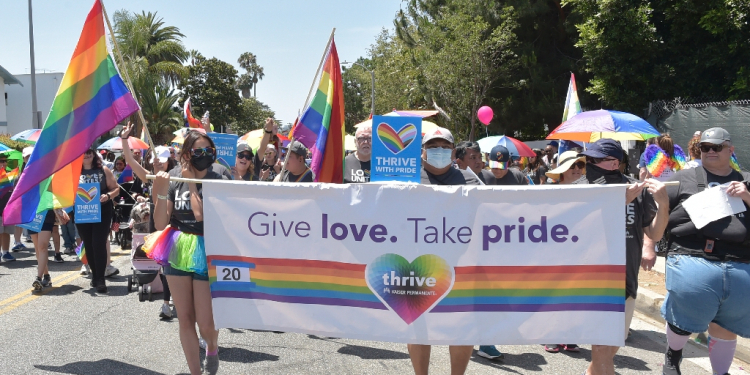 Attendees celebrate their sexuality at a 2022 Pride parade in West Hollywood, California - but America is seeing dwindling tolerance for diversity programs / ©AFP