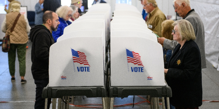 Voters cast ballots in the US election at an early voting site in Hendersonville, North Carolina / ©AFP