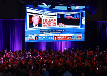 Donald Trump supporters at the moment Fox News declared him victorious in the 2024 presidential election / ©AFP